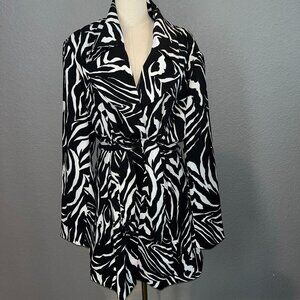 MERCER & MADISON Black & White Animal Print Trench Coat Jacket - New  Women's 3X
